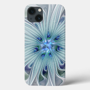 iPhone 13 Case Beauté florale Abstraite moderne Blue Pastel Flowe