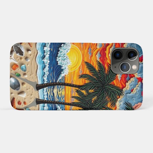 Coques Case-Mate iPhone Beautiful Beach Scene with Palm Trees (Dos (Horizontal))