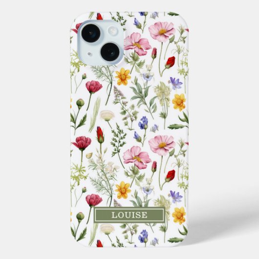 Coques Case-Mate iPhone Beautiful Botanical Wildflowers Name (Verso)