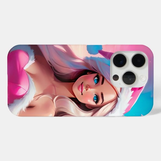 Coques Case-Mate iPhone Beautiful Pink Christmas Girl 01 (Verso (horizontal))