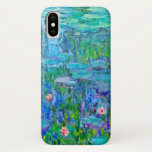 Coque Case-Mate Pour iPhone Beaux-arts bleus frais de Monet d'étang de<br><div class="desc">Des nénuphars ont été peints par l'artiste français d'impressionisme,  Claude Monet,  C. 1914. C'est l'une de beaucoup de versions de son étang de nénuphar de jardin dans Giverny,  France. Cette conception montre les fleurs de nénuphar sur les protections de fleur parmi les réflexions de l'herbe s'élevant dans l'étang.</div>
