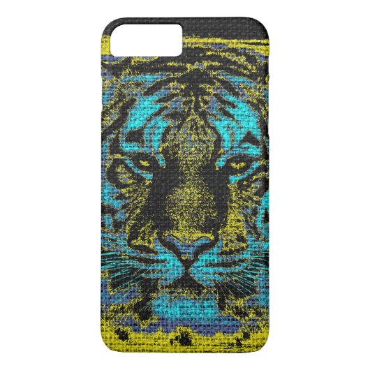 Coques Case-Mate iPhone Beaux-Arts de Tigre sur Burlap Rustic Jute #2 (Dos)