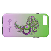 Coques Case-Mate iPhone Beaux cœurs roses verts abstraits Nom fractal (Dos (Horizontal))