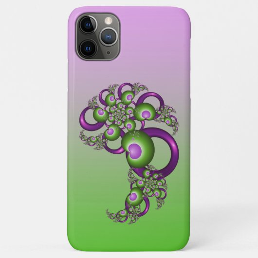 Coques Case-Mate iPhone Beaux cœurs roses verts modernes abstraits fractal (Dos)