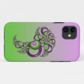 Coques Case-Mate iPhone Beaux cœurs roses verts modernes abstraits fractal (Dos (Horizontal))