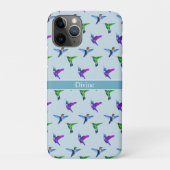 Coques Case-Mate iPhone Beaux colibris sur bleu turquoise clair (Dos)