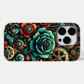 Coques Case-Mate iPhone Beaux engrenages et roses sur le thème Steampunk (Verso (horizontal))