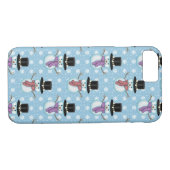 Coques Case-Mate iPhone Beaux Snowmen sur Motif bleu pâle (Dos (Horizontal))