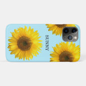 Coques Case-Mate iPhone Beaux tournesols sur fond bleu clair (Dos (Horizontal))