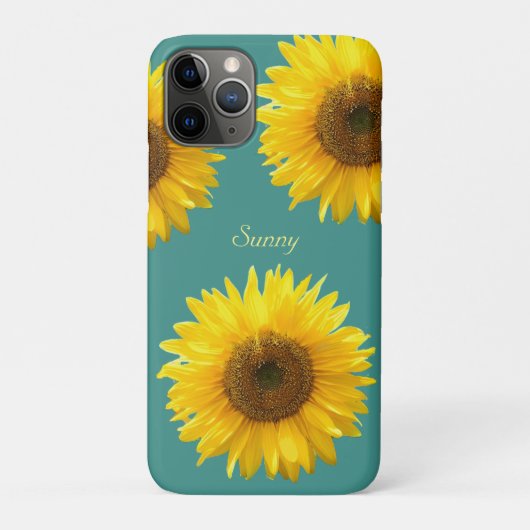 Coques Case-Mate iPhone Beaux tournesols sur fond sarcelle (Dos)