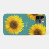 Coques Case-Mate iPhone Beaux tournesols Turquoises (Dos (Horizontal))