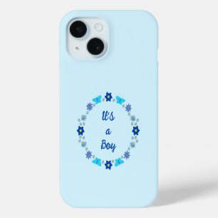 Coque Pour iPhone 15 Bébé bleu Papillons et fleurs personnalisés