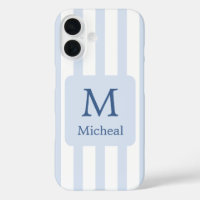 Bébé Bleu Stripes Garçon Monogramme Classique