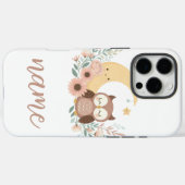 Coques Case-Mate iPhone Bébé chouette mignon avec lune (Verso (horizontal))