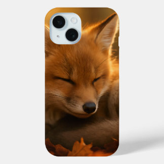 Coque Pour iPhone 15 Bébé Fox dans les feuilles d'automne
