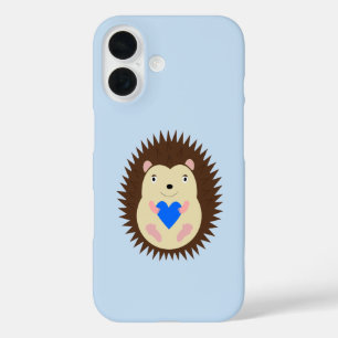Coques iPhone 16 Bébé Garçon Hérisson Cœur Bleu