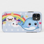 Coques Case-Mate iPhone Bébé mignon narwhal avec l'arc-en-ciel, les nuages (Dos (Horizontal))