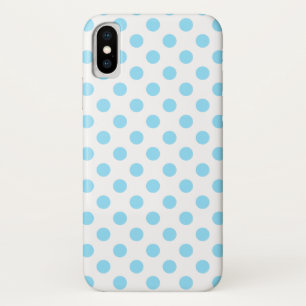 Coque iPhone X Bébé pois bleu et blanc