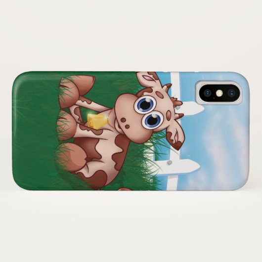 Coques Case-Mate iPhone Bébé vache dans un pré (Dos (Horizontal))