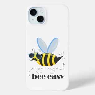 Coque iPhone 15 Mini Bee caractère avec mustache lunettes de soleil Bee