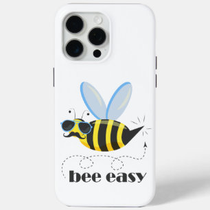 Coque iPhone 15 Pro Max Bee caractère avec mustache lunettes de soleil Bee