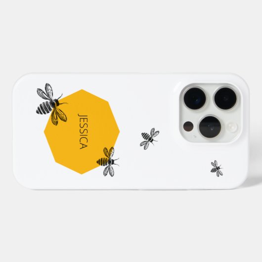 Coques Case-Mate iPhone Bee Yellow Personne Nom moderne Honeypeb été (Verso (horizontal))