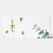 Coques Case-Mate iPhone Bees eucalyptus vert vert monogramme blanc (Verso (horizontal))