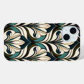 Coques Case-Mate iPhone Beige Art Déco Et Turquoise (Verso (horizontal))