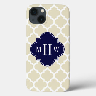 Coques Pour iPhone Beige, Blanc Marocain #5 Marine 3 Monogramme initi
