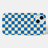 Coques Case-Mate iPhone Beige + Bleu Chèque À damiers Motif en damier (Verso (horizontal))