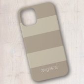 Coques Case-Mate iPhone Beige et lin Moderne Motif rayé Nom personnalisé