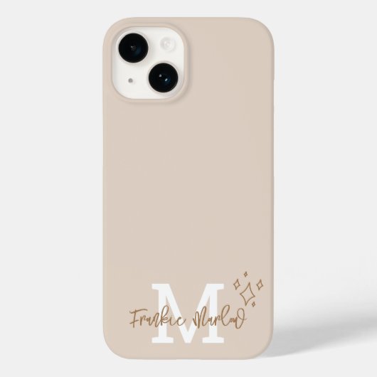 Coques Case-Mate iPhone Beige Minimal Moderne Monogramme initial Nom (Verso)