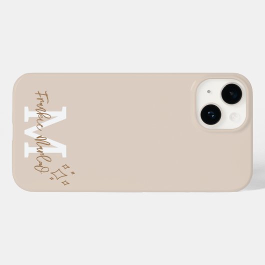 Coques Case-Mate iPhone Beige Minimal Moderne Monogramme initial Nom (Verso (horizontal))
