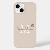 Coques Case-Mate iPhone Beige Minimal Moderne Monogramme initial Nom (Verso)