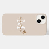 Coques Case-Mate iPhone Beige Minimal Moderne Monogramme initial Nom (Verso (horizontal))