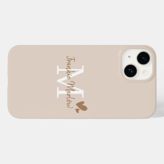 Coques Case-Mate iPhone Beige Minimal Moderne Monogramme initial Nom (Verso (horizontal))