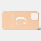 Coques Case-Mate iPhone Beige moderne Nom personnalisé Monogramme (Verso (horizontal))