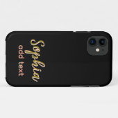 Coques Case-Mate iPhone beige nom fille patron texte noir élégant (Dos (Horizontal))