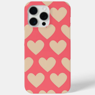 Coque iPhone 15 Pro Max Beige Rouge mignon Simple Motif de coeur
