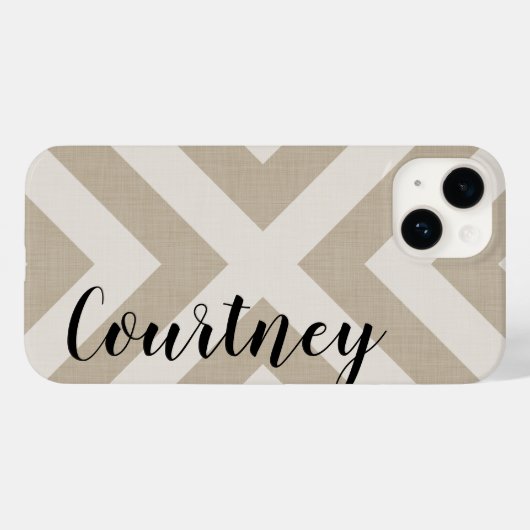 Coques Case-Mate iPhone Beige rustique X Chevron Monogramme (Verso (horizontal))