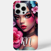 Coques Case-Mate iPhone Belle Anime hispanique femme | Monogramme (Verso)