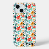 Coques Case-Mate iPhone Belle aquarelle Florales botaniques + Monogramme (Verso)