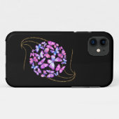 Coques Case-Mate iPhone Belle Aquarelle Papillons avec Boule d'Or (Dos (Horizontal))