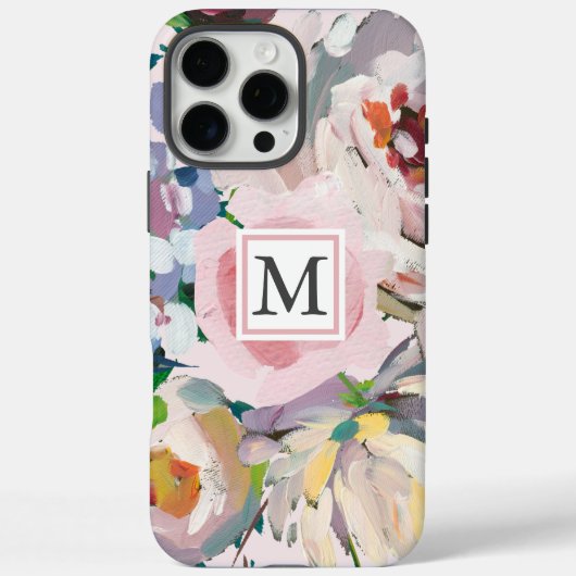 Coques Case-Mate iPhone Belle aquarelle Pastel Floral avec Monogramme (Verso)