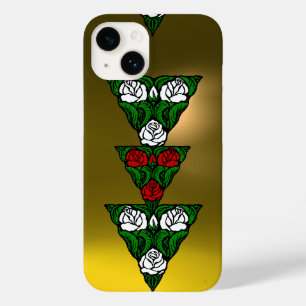 COQUES POUR iPhone BELLE ART NOUVEAU BLANC ROSES ROUGES TRIANGLE