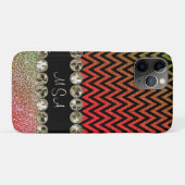 Coques Case-Mate iPhone Belle Champagne Bling Red Chevron Monogramme (Dos (Horizontal))
