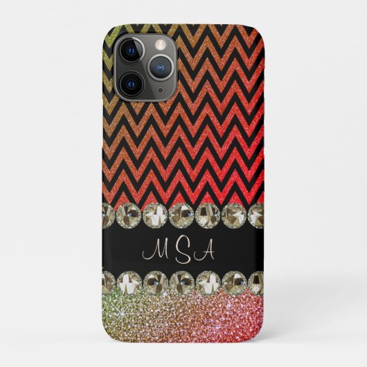 Coques Case-Mate iPhone Belle Champagne Bling Red Chevron Monogramme (Dos)