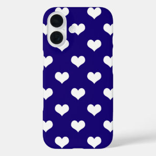 Coques iPhone 16 Belle conception de cœurs blancs bleus