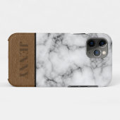Coques Case-Mate iPhone Belle conception en marbre et cuir Faux avec nom (Dos (Horizontal))