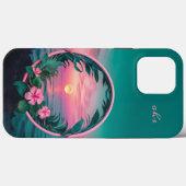 Coques Case-Mate iPhone Belle couronne de soleil couchant rose-Turquoise t (Verso (horizontal))